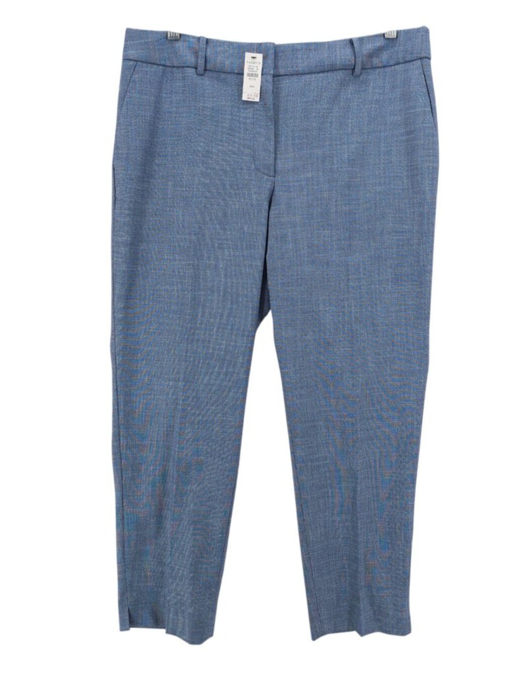 NWT TALBOTS Hampshire Ankle Pants Straight Leg Blue Sharkskin Pattern 14 PETITE